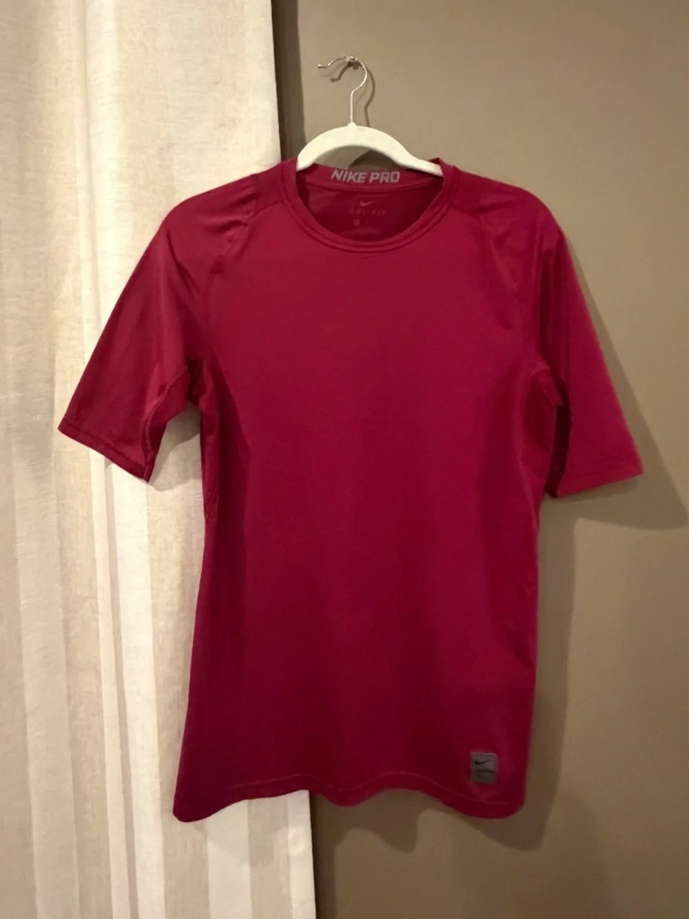 Nike Pro Men's Burgundy Compression Activewear Shirt Gym, Sporty, Size Large